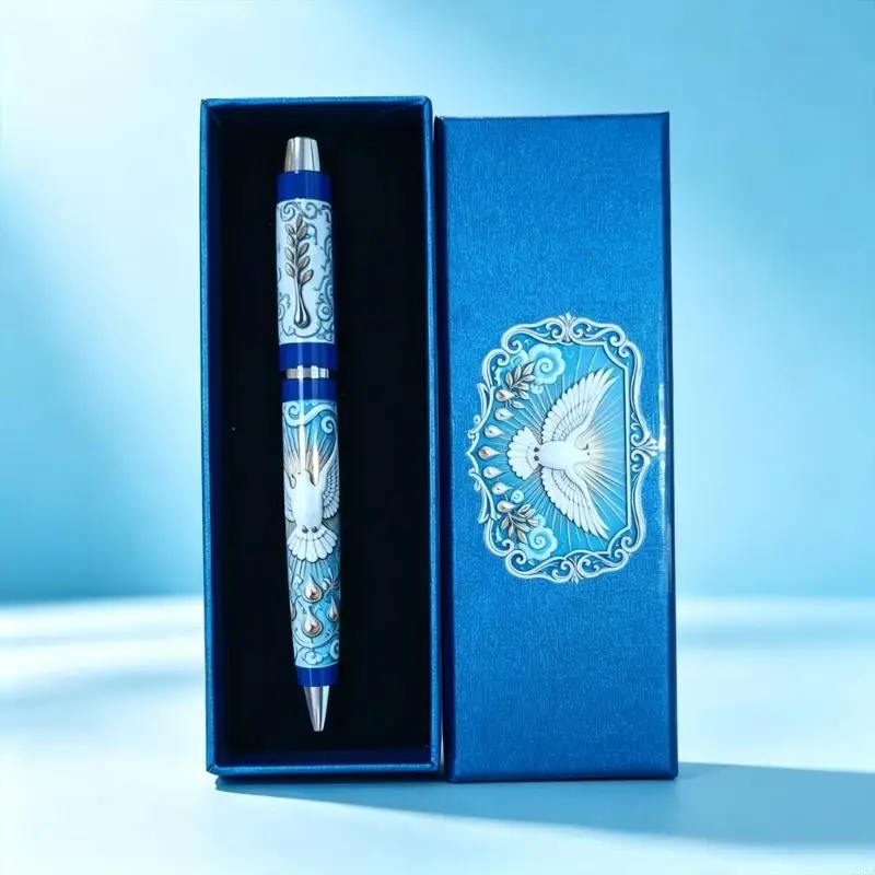 Devotional Commemorative Ballpoint Pen with Raised Relief Artwork and Gift Box for Writing, Presentation, and Desk Display 