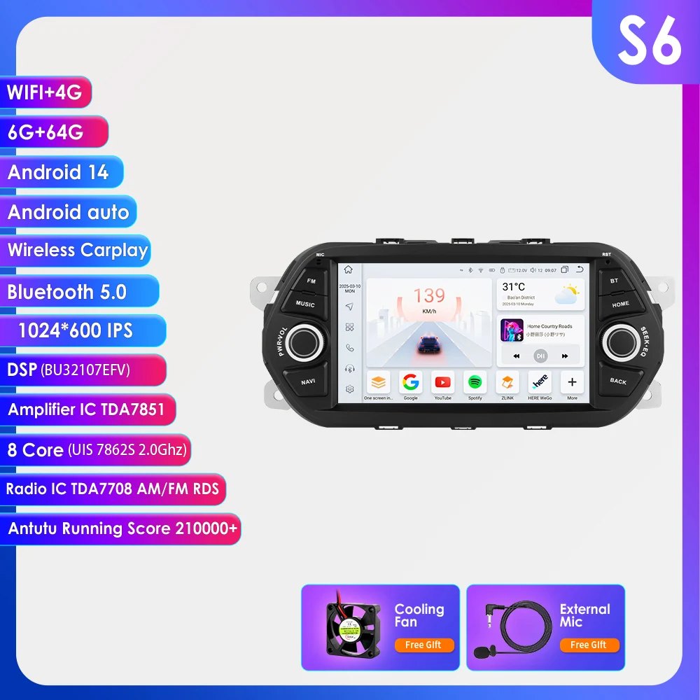 Hizpo 7 Inch Android autoradio voor Fiat Tipo Egea 2015 2016 2017 Draadloze Carplay GPS Navigatie 4G WIFI Auto Multimedia Speler FM RDS 2 din Intelligente Multimedia