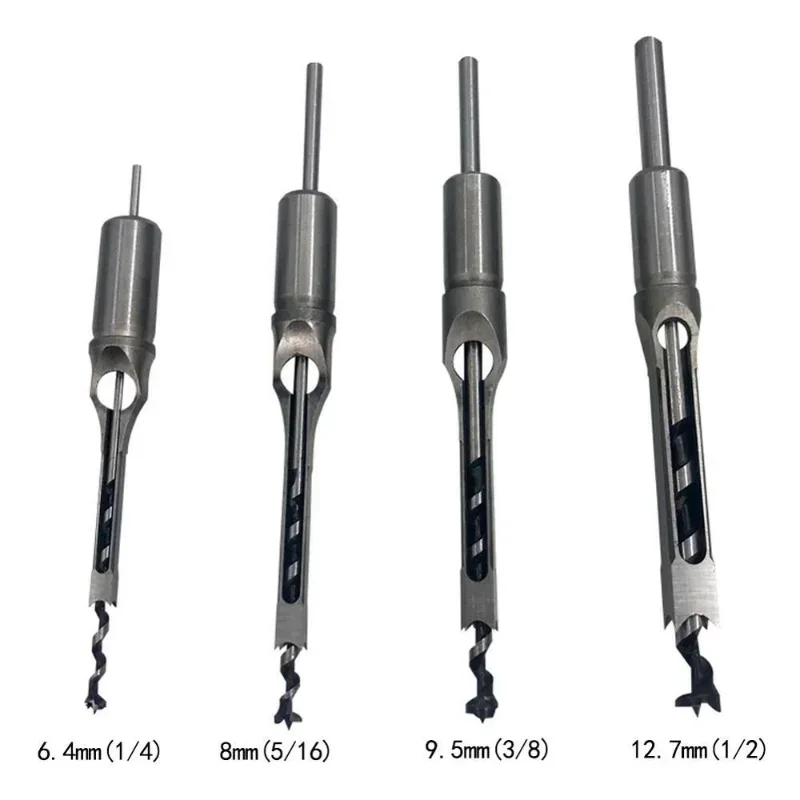 4pcs 6.357.94/9.5/12.7 HSS Square Hole Drill Bit mortising Woodworking Tool