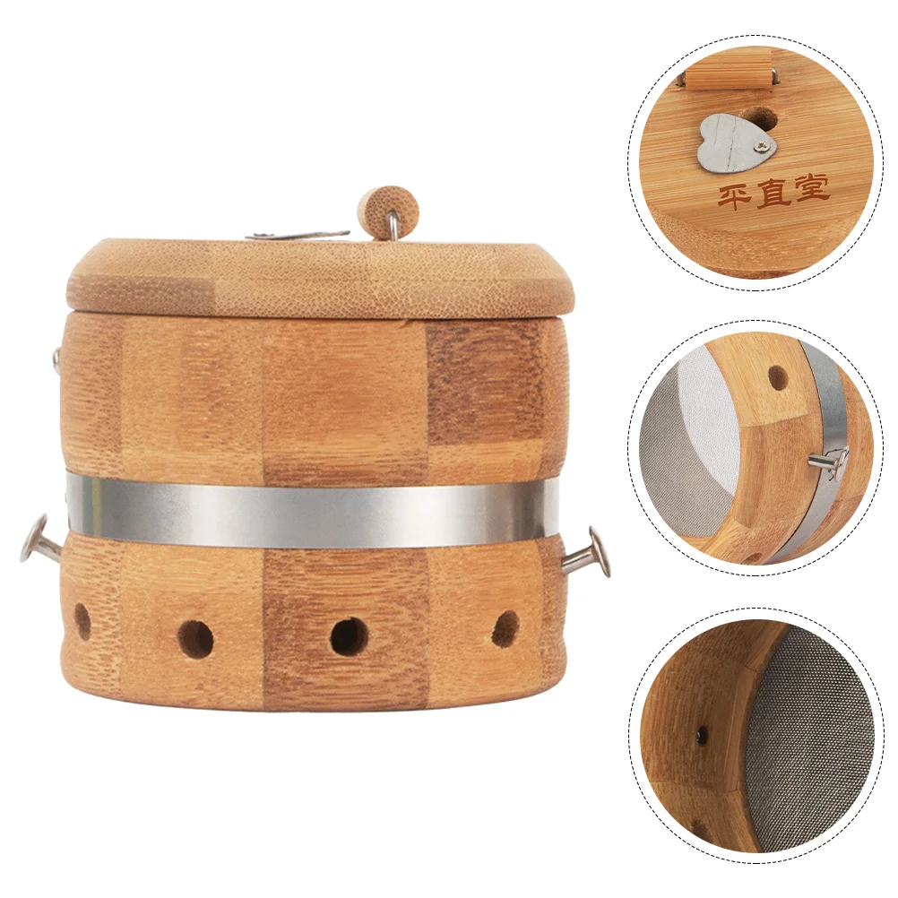 3 -Gear Moxibustion Jar Moxa Cone Burner Holder Small Wood Tank Wooden Waist Heat