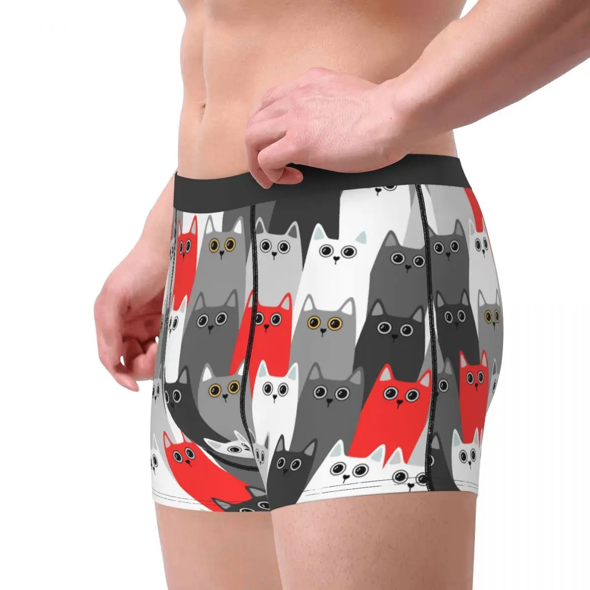 Custom Funny Cute Cats Pattern Boxers Shorts Men Briefs Underwear Cool Underpants