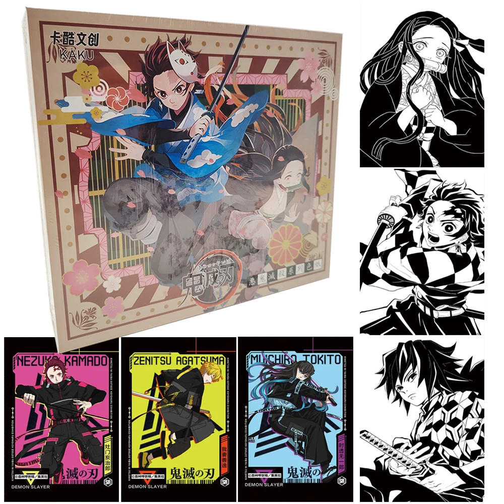 

Demon Slayer Collection Card Fantasy Anime Protagonist Kamado Tanjirou Agatsuma Zenitsu Creative Color Paper Card Kids Like Gift