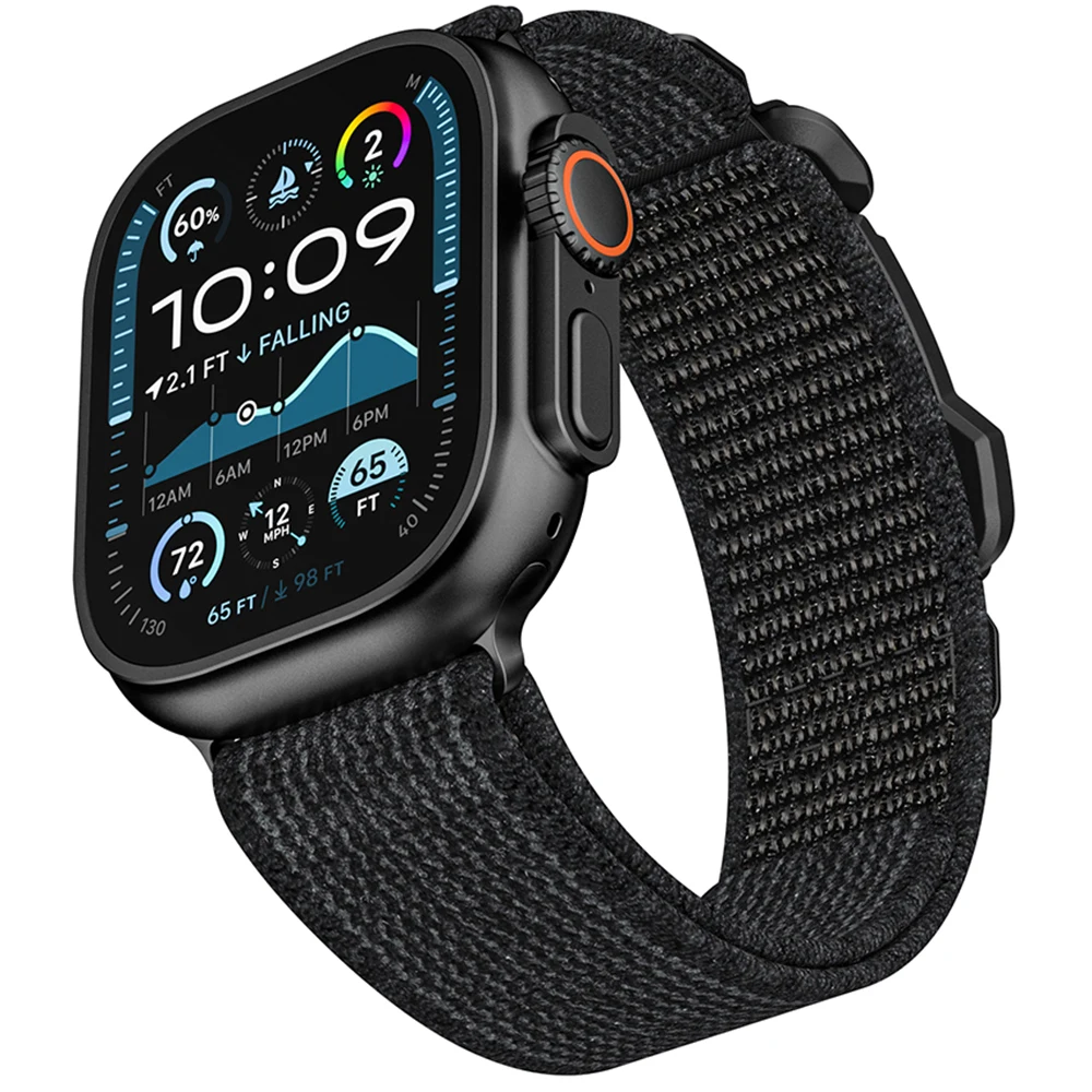 Cinturino sportivo da uomo per Apple Watch Ultra49mm Serie 10 46mm Nylon + PC + cinturino in metallo per iWatch 9 8 7 6 5 4 SE 45mm 44mm cinturino