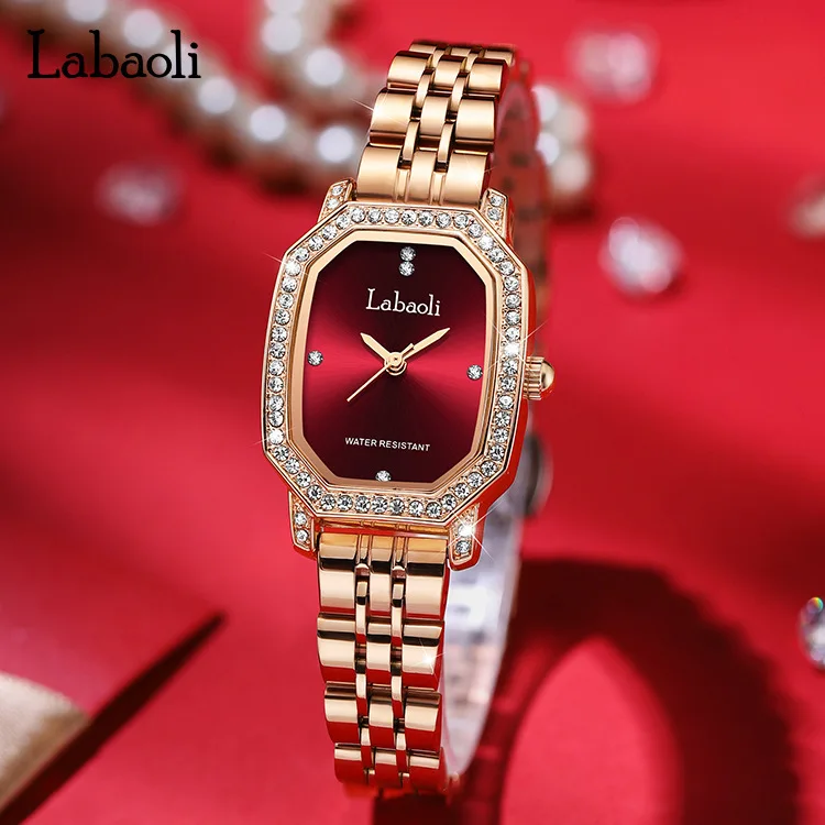 

Rose gold and stainless steel women's watch, a luxurious square quartz wristwatch, perfect as a gift for ladies.