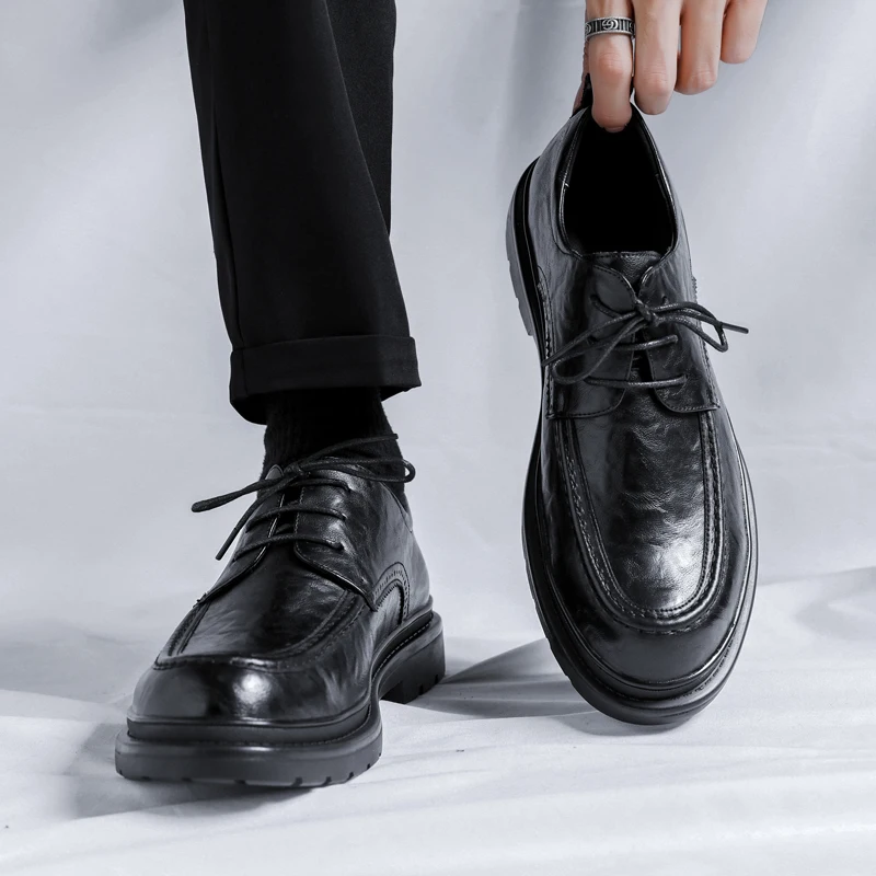 Fashion Business Dress Men Shoes Formal Slip On Dress Shoes Mens Oxfords Footwear High Quality Genuine Leather Shoes For Men