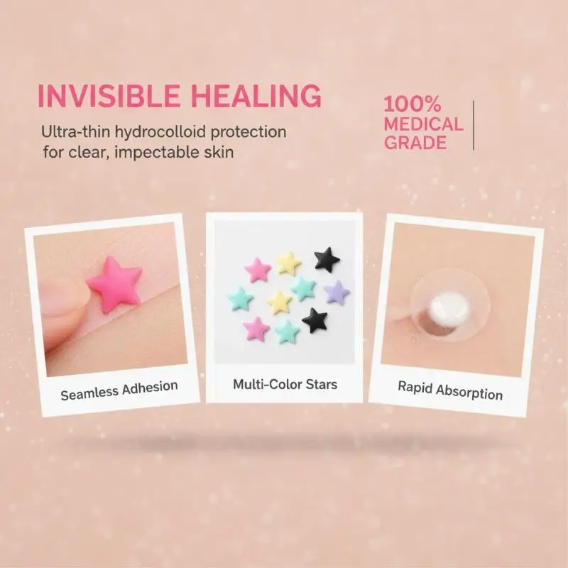Star Shaped Hydrocolloid Pimple Patches 7 Assorted Colors Waterproof 7-28 Sheets Acne Spot Remover for Facial Care