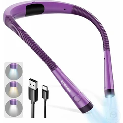 High Quality LED Neck Reading Light Book Light Reading Light in Bed 3 Colors 6 Brightness Levels USB Rechargeable Read Light