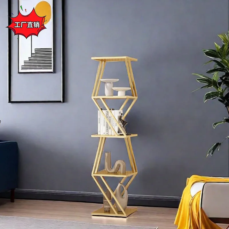 

Creative wrought iron bookshelf office living room room minimalist bay window shelf floor to ceiling multi-layer