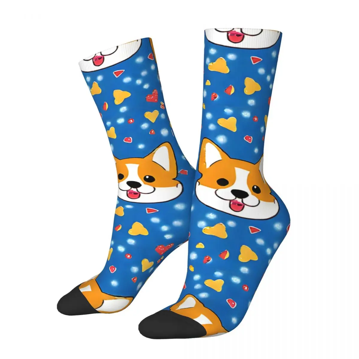 Vintage Corgi Delight Pattern Men's compression Socks Unisex Street Style Seamless Printed Novelty Crew Sock