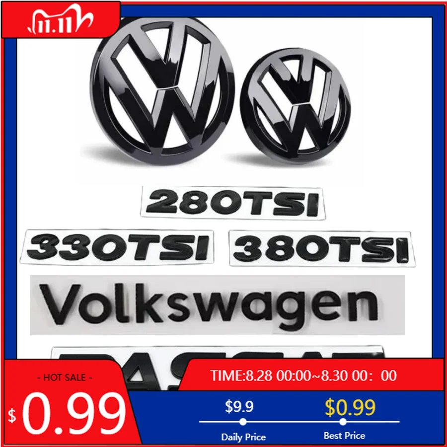 

VW GTI GOLF 2026 Лидер продаж для VW VOLKSWAGEN, передний значок автомобиля, покрытый логотипом, наклейка из АБС-пластика для Volkswagen Passat 280TSI/330TSI/380TSI спереди