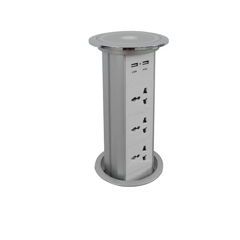 

Tower Socket Hidden Kitchen Counter Manual Pull Pop up Power Outlet Tower USB Socket Tabletop Wireless Charging Socket