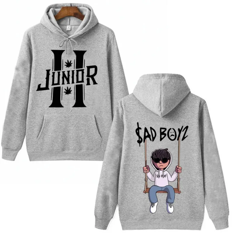 بلوفر Sad Boyz Harajuku Hip Hop بغطاء للرأس Junior H للجنسين بأكمام طويلة ورقبة مستديرة مطبوعة كاجوال من ألياف البوليستر #5