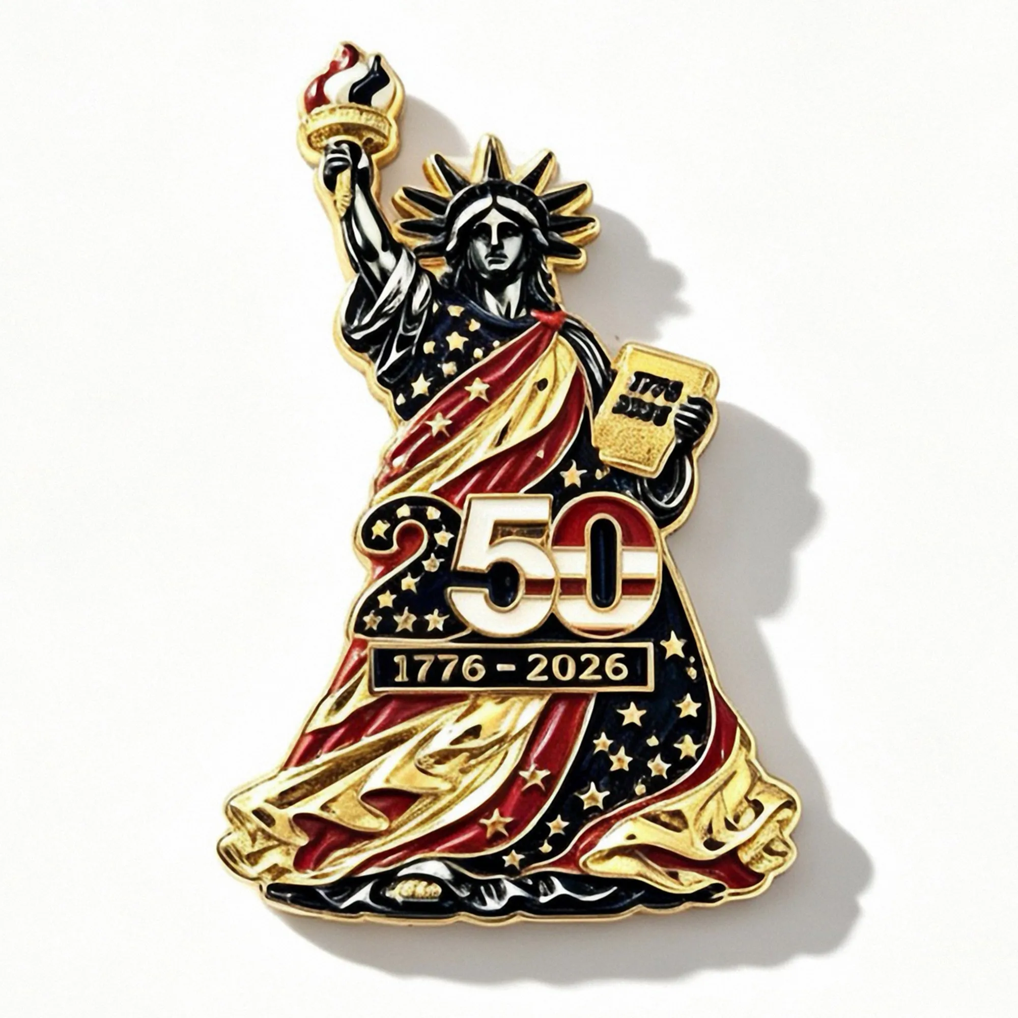 3D Metal Statue of Liberty Car Emblem Sticker USA 250th Anniversary Vehicle Badge, American Flag Eagle Hood Ornament Motorcycle