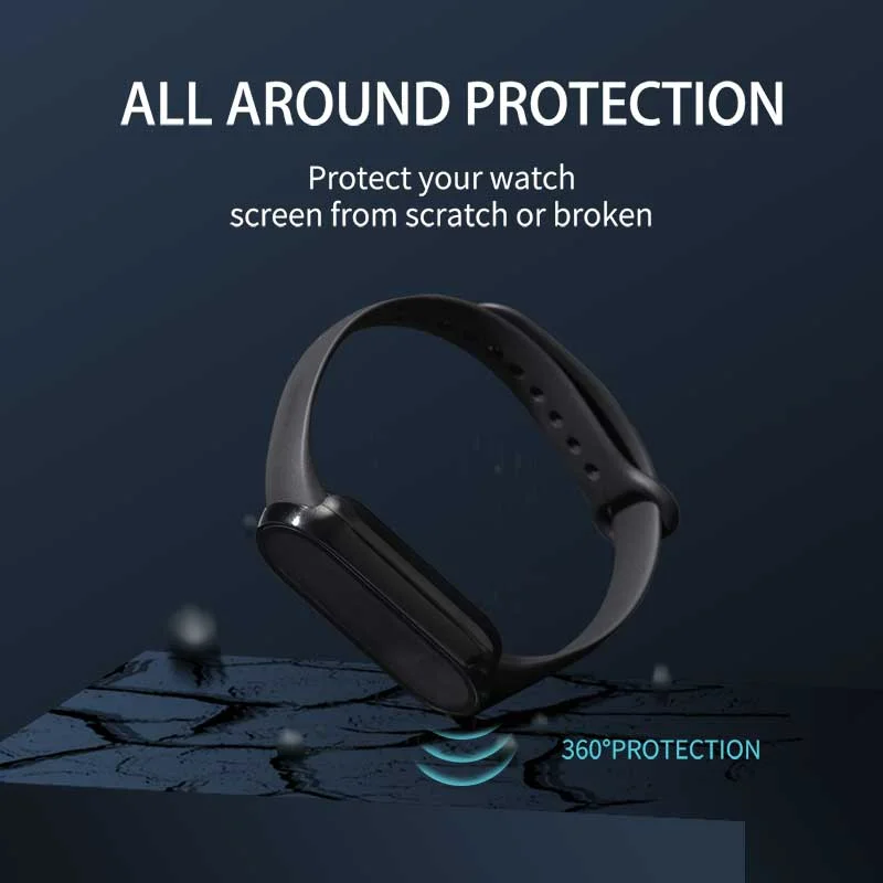 Screen Protector Case+3D Protective Film for Xiaomi Mi Band 7 6 5 4 3NFC PC Full Cover Shockproof Frame Case for Smart Watch Mi7