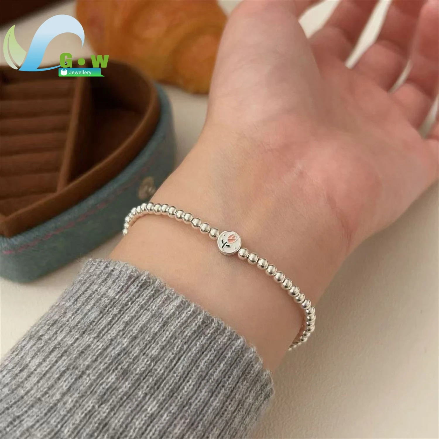 Round Bead Bracelet Women Unique Light Luxury Elegant Versatile Fresh Style Wristband Jewelry Charm Gift For Her Girlfriend