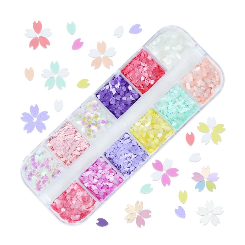 Roze Sakura Bloemblaadje Nail Art Pailletten Decoraties Kersenbloesems Slice Holografische Glitter Bloemen Vlokken Kawaii Nagel Charmes