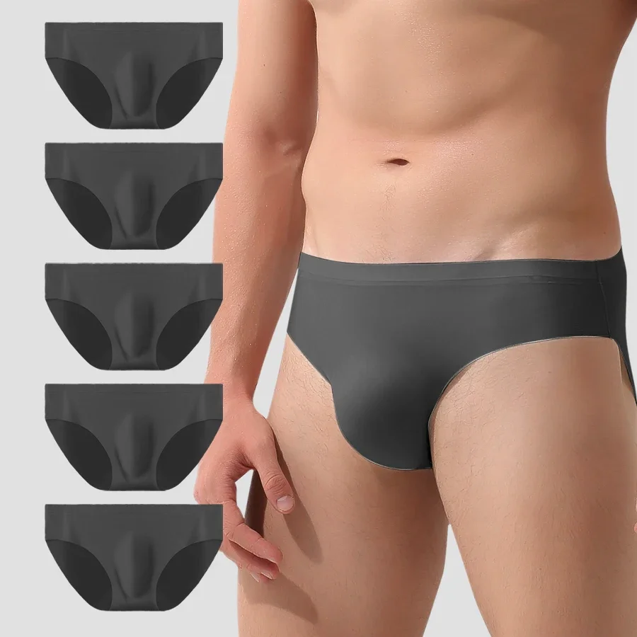 

5PCSMмужское нижнее белье, мужские трусы из ледяного шелка, летние дышащие, быстросохнущие, бесшовные шорты, прозрачные ультратонкие, персональные.