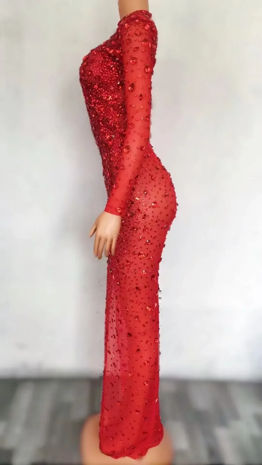 2 Colors New 2025 Shining Sequins Rhinestone Women Celebrate Evening Party Dress Sexy Slit Long Dress High Quality