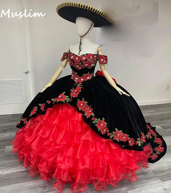 Mexican Charro Quinceanera Dresses | 15 Quinceanera Dresses Black Red -  Luxury - Aliexpress