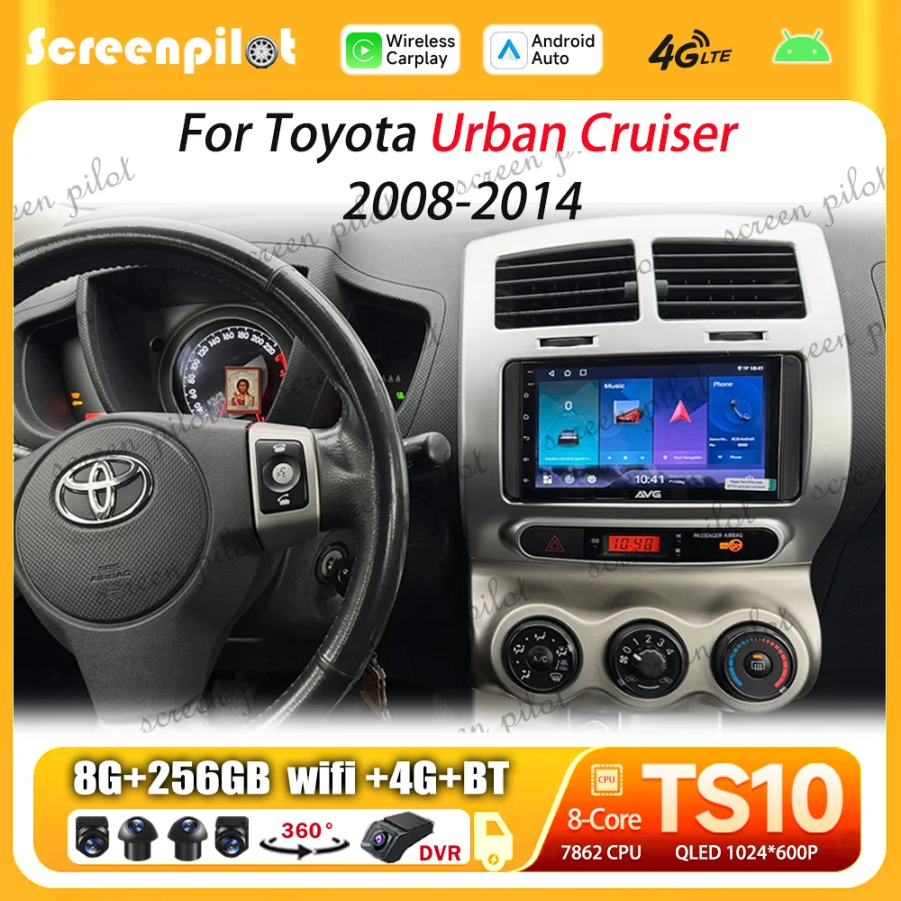 7 Inch Android 16 For Toyota Urban Cruiser 2008-2014 Car Radio Multimedia Video Player Carplay Mirror Link Wifi 4G Wireless BT