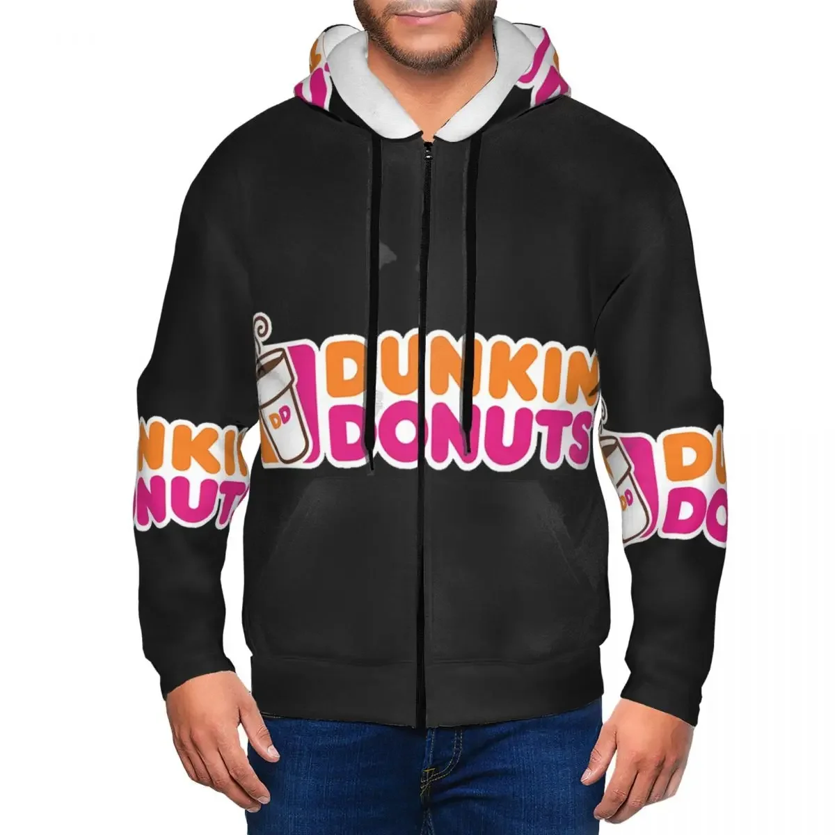 Dunkin Donuts Sudadera con capucha con cremallera jersey de Harajuku Otoño Invierno hombres mujeres sudadera camisetas de manga larga