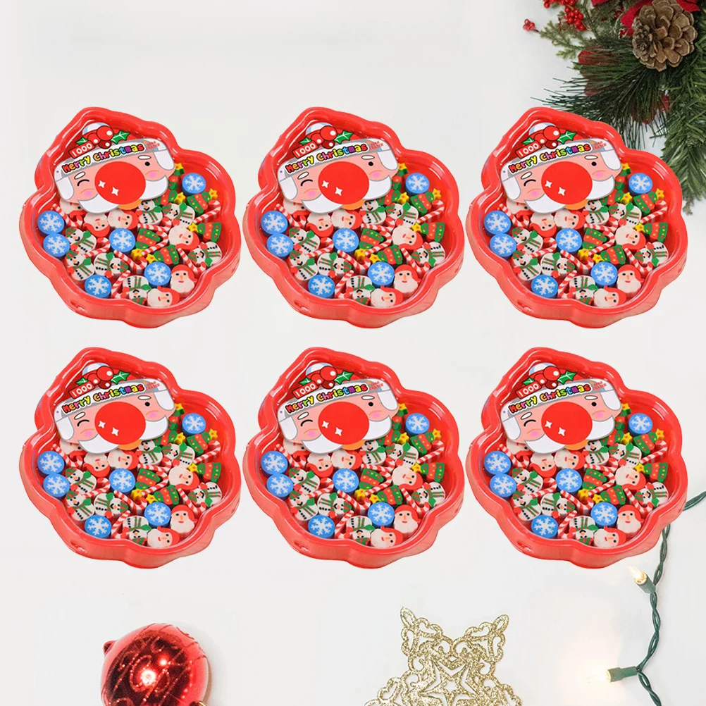 

6Pcs Christmas Pencil Erasers Santa Snowman Design Durable Favors School Office Use Gifts for Kids