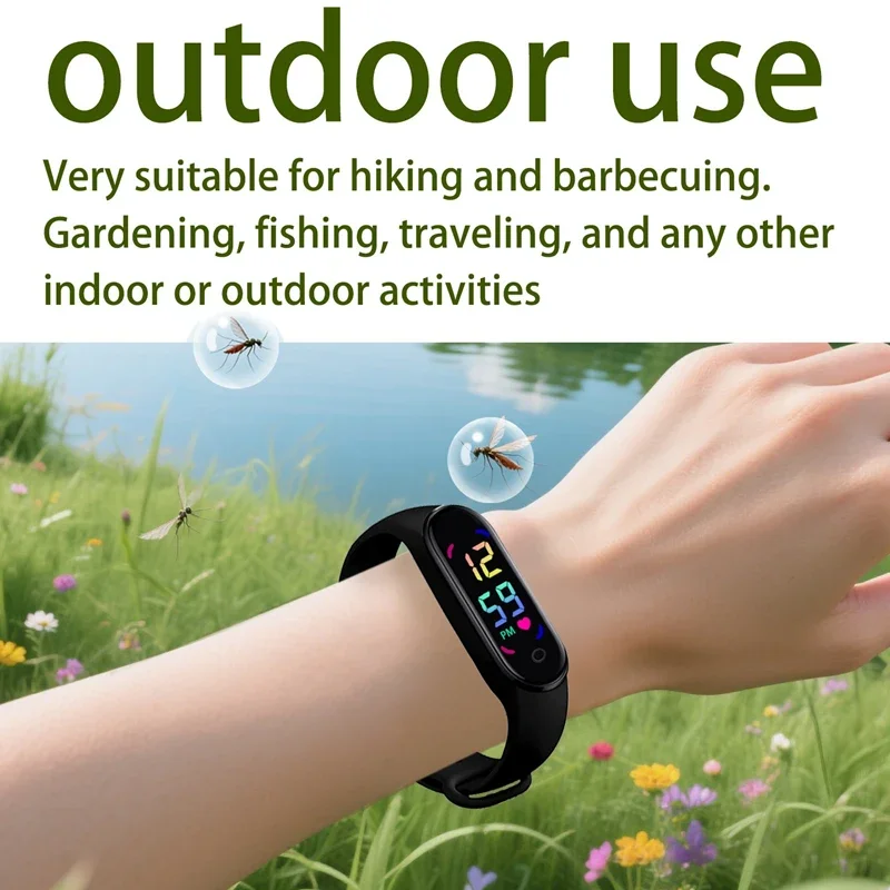 Neues Mückenabwehr-Armband mit LED-Zeitanzeige, tragbare Uhr, physikalisch, ultraschallbasiert, nicht chemisch, für Zuhause, Outdoor und Sport. – Detail 6