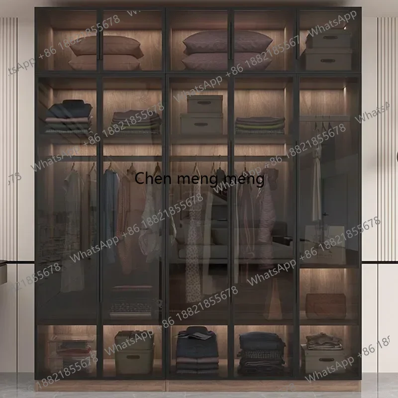 Luxury Glass Doors Wardrobes Orgnizer Modular Modern Adult Bedroom Wardrobe Storage Clothes Kleiderschrank Bedroom Furniture