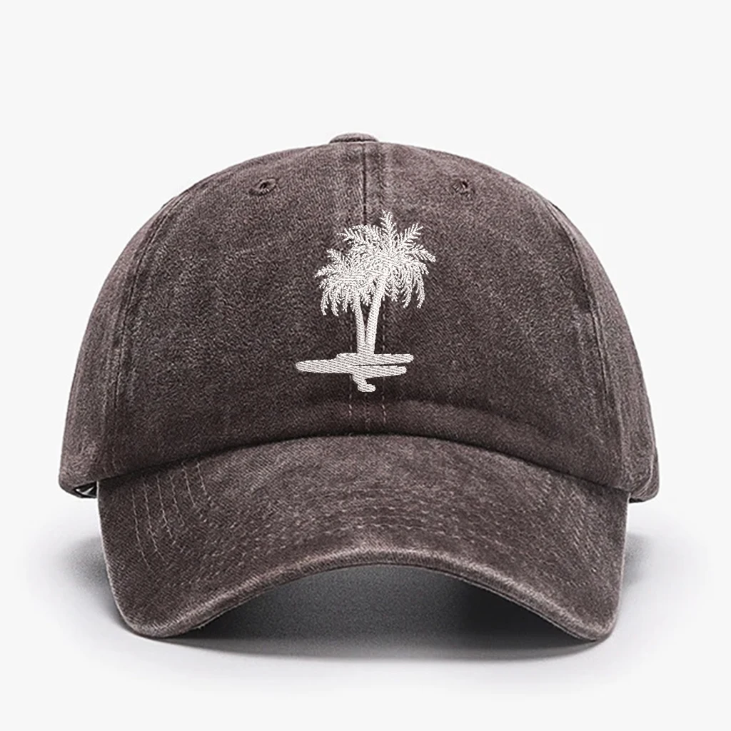 ✨   قبعة أبي من القطن المغسول |   تطريز شجرة النخيل ثلاثي الأبعاد |   قبعة كلاسيكية للجنسين للاستخدام الخارجي/الشاطئ ✨