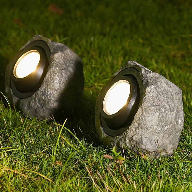 Creative Simulation Stone Solar Courtyard Light LED Spotlight Waterproof IP65 Lighting 600MAH Garden Lawn Decoration Spot Light