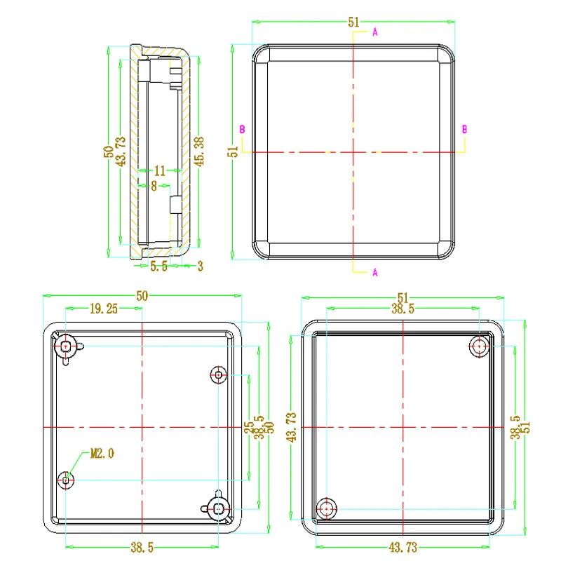15mm*51mm*51mm Electronic Project Box Plastic Circuit Board Enclosure High Quality ABS Power Module Junction Box Instrument Case