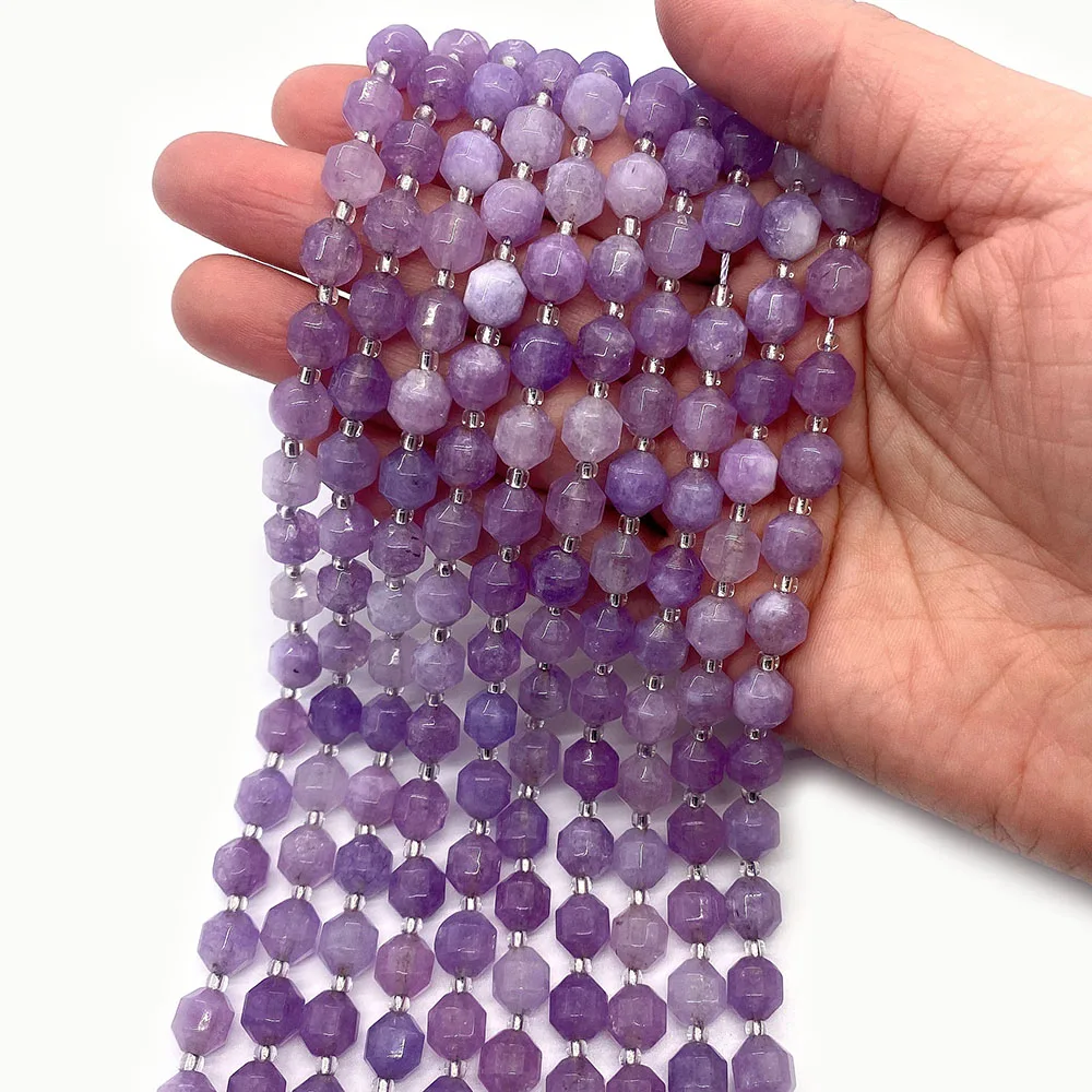 

Natural Amethyst Beads 6/8/10mm Facet Cube Natural Stone Spacer Bead 1 Strand Handmade Woman Necklace Braclet Jewelry Accessory