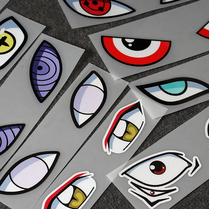 Anime Naruto Figure Sticker Uchiha Itachi Sharingan Madara Rinnegan Eyes Stickers Car Light Helmet Window Reflective Stickers