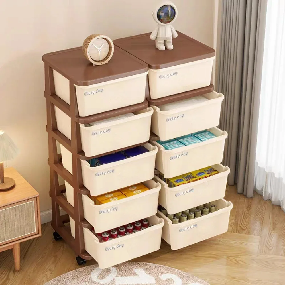 Foldable Storage Cabinet Simple Multi Story Storages Mobile Box Clothes Storages Boxes with Wheels Drawer Style Storage Trolley