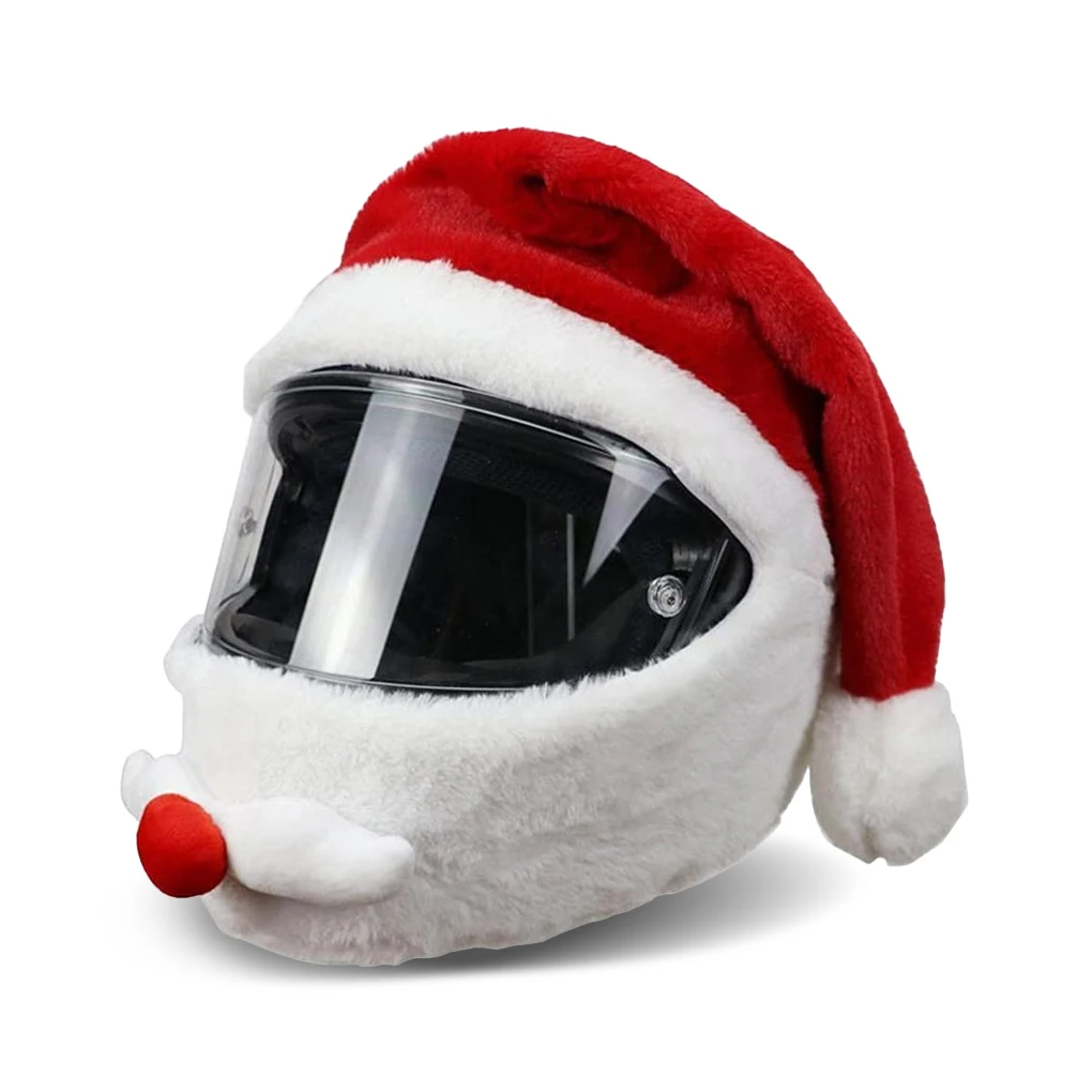 Universal Santa Claus Helmet Cover Plush Christmas Hat for Motorcycle Helmet Happy Party Supplies Xmas Cosplay Accessoories
