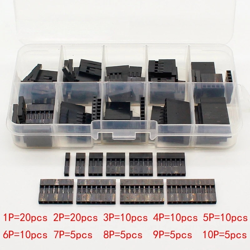 100pc Dupont sets Kit with box 1P/2P/3P/4P/5P/6P/7P/8P/9P/ 10Pin Housing Plastic Shell Terminal Jumper Wire Connector set