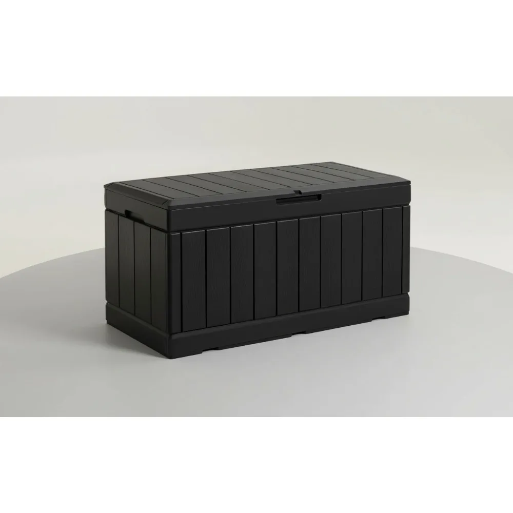 

85 Gallon Outdoor Waterproof Storage Box with Lockable Lid, Patio Garden Resin Container Bench Seat