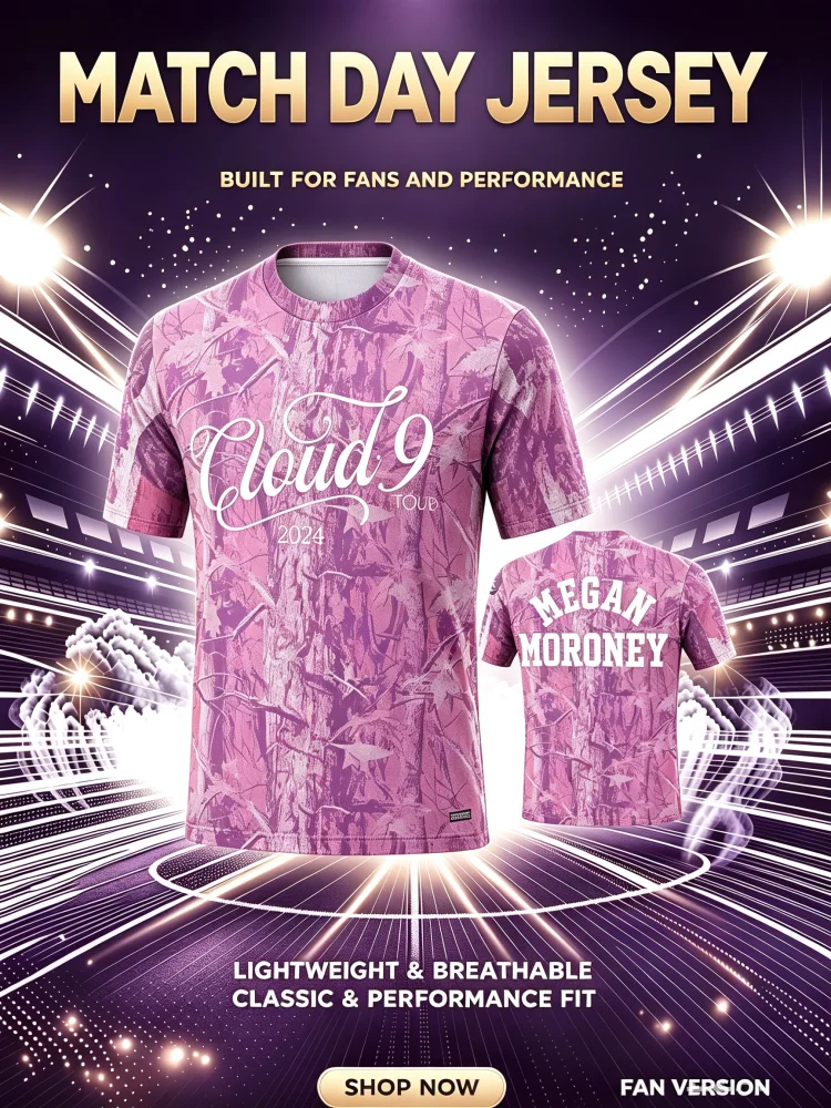 2026 Summer Megan Moroney Cloud 9 Tour Pink Camo Tour Jersey Breathable Short Sleeve 3D Print T-Shirt Sportswear Family Kid Tees