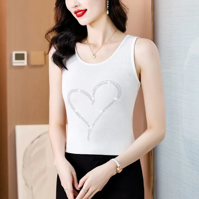 Women's Summer Love Pattern Print Vest Large Casual Sleeveless Loose Tank Top T-shirt Tank Sleeveless Slim Vest Tops New