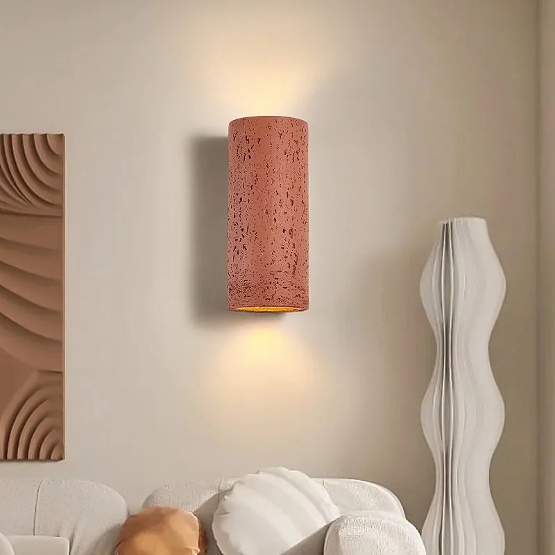 الحنين الاسمنت الجدار مصباح Led 10 واط حتى أسفل وابي سابي أنبوب دائري الجدار ضوء السرير المعيشة الطعام غرفة الدراسة الرجعية ديكور الشمعدان