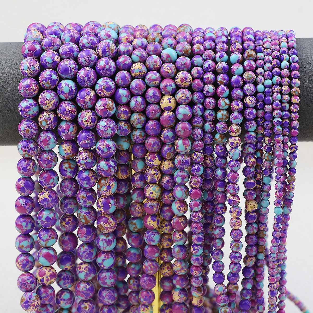 Natural Stone Beads 4-10mm Purple Smooth Round Imperial Jasper Turquoise Beads For Jewelry Making DIY Handmade Bracelet Necklace