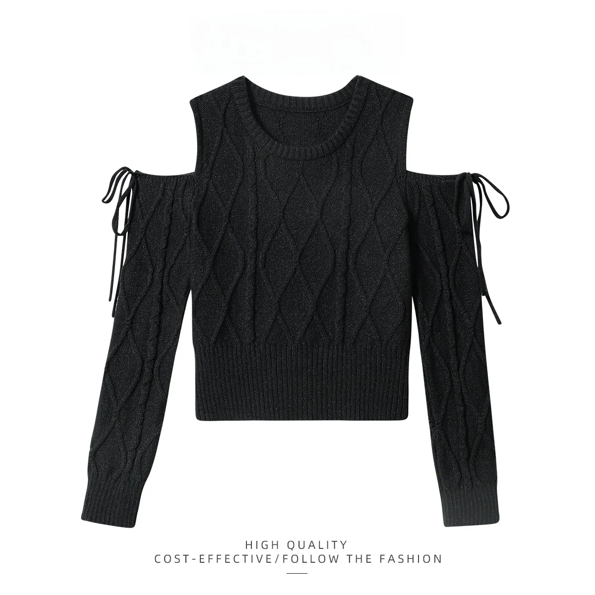 

Paixiang round Ne oulder Bared Knitted Sweater Women Early Autumn Sli Design Sense Top Spiral Twist Knot Design