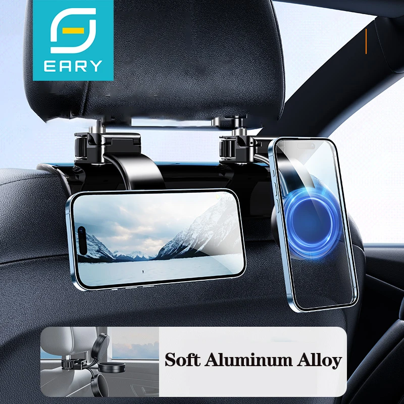 

Eary Headrest Hook for Car Seat Back with Magnetic Phone Holder for Purses Handbags Hanger Car Organizers Storage Accessories