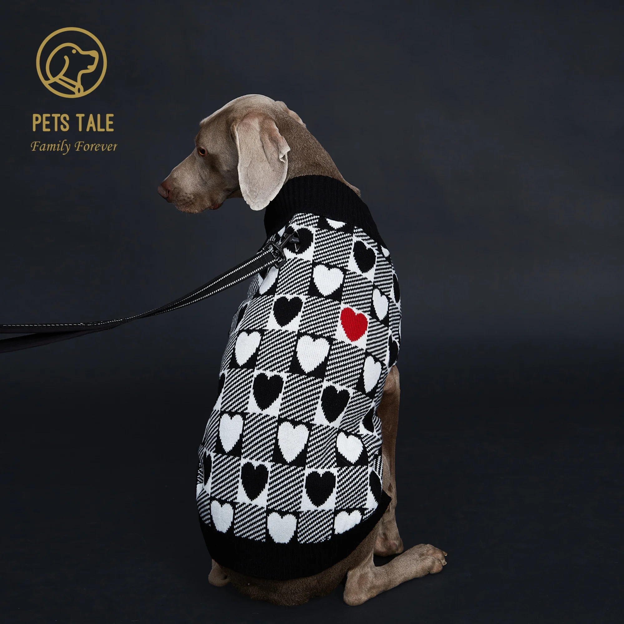 Buffalo Check Herz Strickpullover Für Hunde Mit D-ring Öffnung_voghion.com