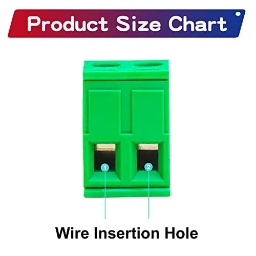 20Pcs 5.08mm Pitch 2 Pin Phoenix Type Connector, Green PCB Screw Terminal Block 2P 2 Pole Plug-in Wire Connector