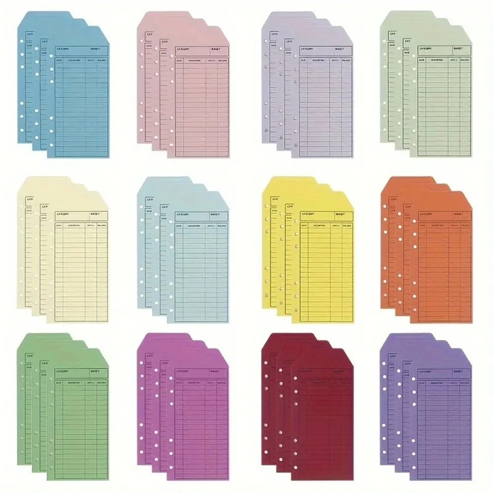 12/24pcs Vintage Kraft Paper Envelopes Self-Adhesive A6 Budget Inserts Envelopes 12 Colors for Financial Planning & Organizing