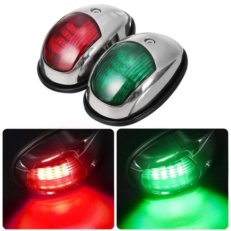 Marine Vessel Navigation Lamp with LED Light Source, Ribbed Lens Face and ABS Housing for Boats and Vessel Lighting