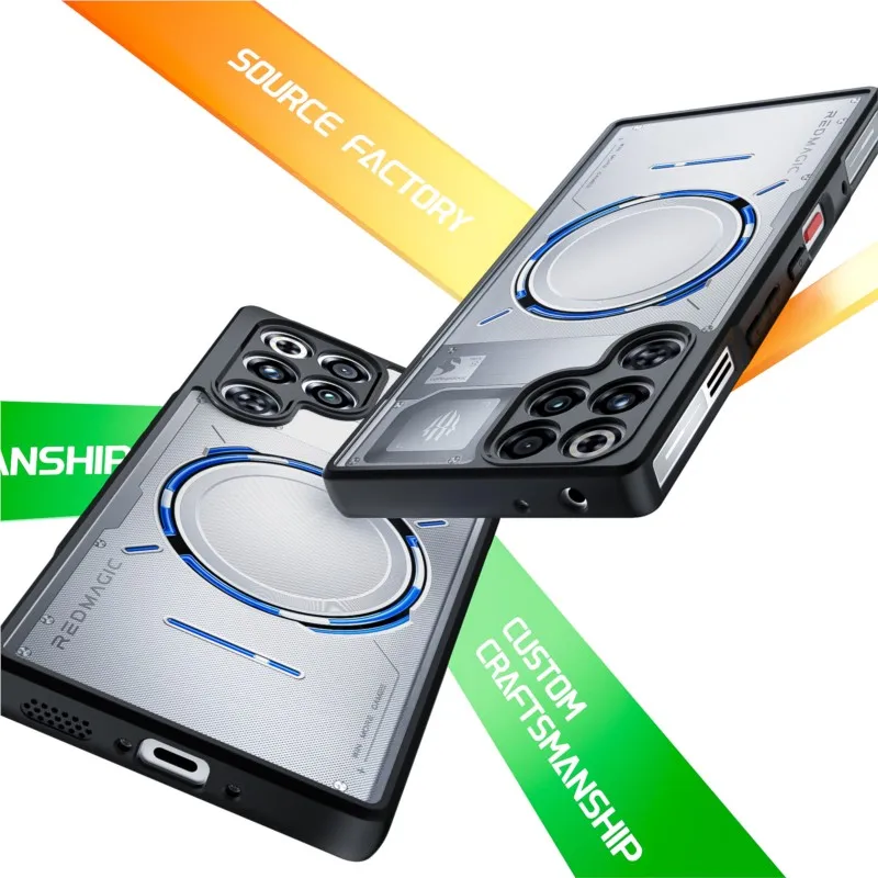 Transparente Hülle für Red Magic 11 Pro/11 Pro Plus, TPU Schwarzer Stoßfänger + PC Transparente Rückseite, Stoßfester Schutz für Red Magic 11 Pro