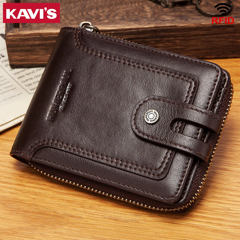 

100% Genuine Leather Mens Wallet Premium Real Cowhide Card Holder For Man Short Walet Portefeuille Homme Zipper Coin Purses