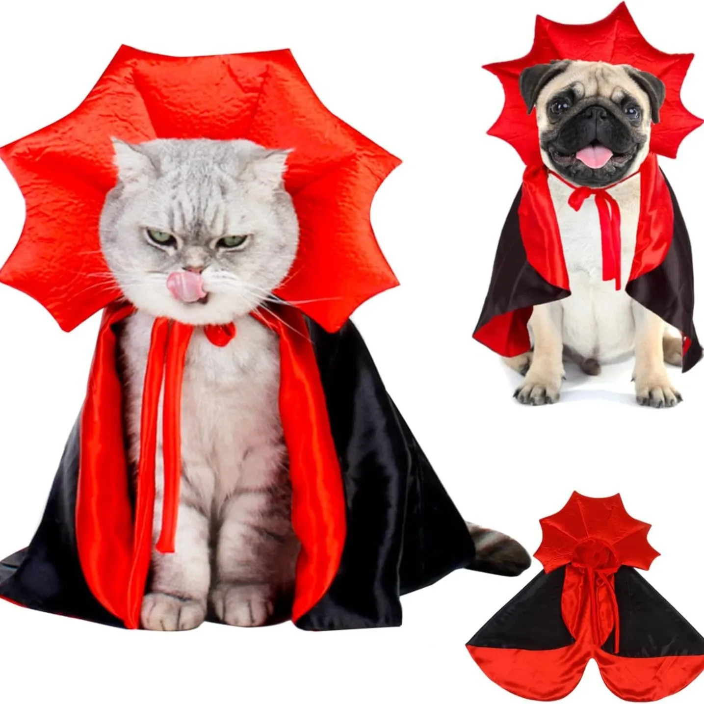 Spooky Halloween Vampire Couture for Cats Perfect Parties and Festivals Halloween Cloak Hat Festival Set Dress Up Pet Clothes